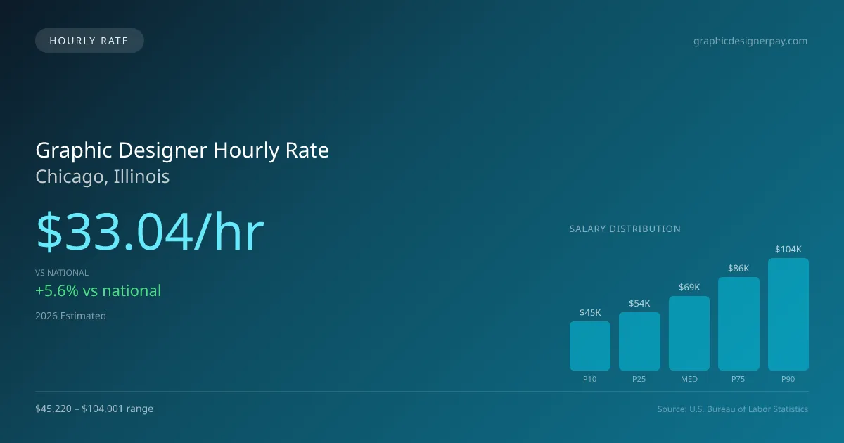 Graphic Designer Hourly Rate in Chicago, IL — 2026 est., based on 2025 BLS