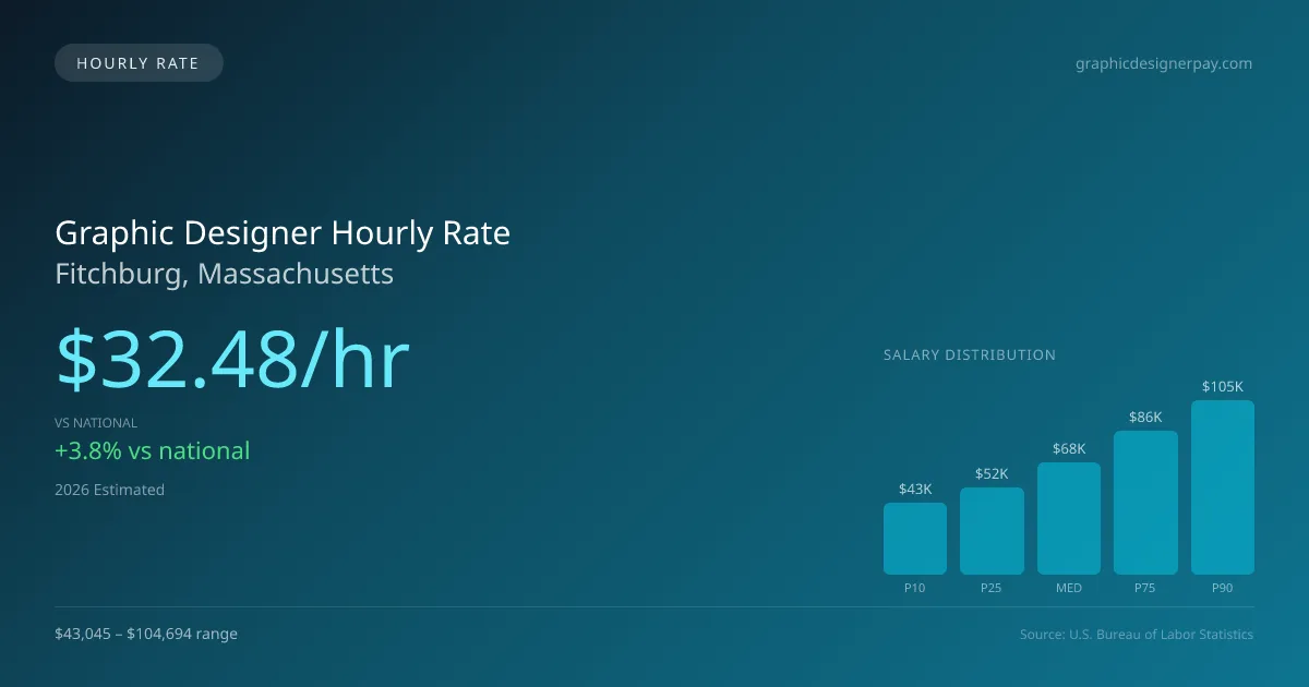 Graphic Designer Hourly Rate in Fitchburg, MA — 2026 est., based on 2025 BLS