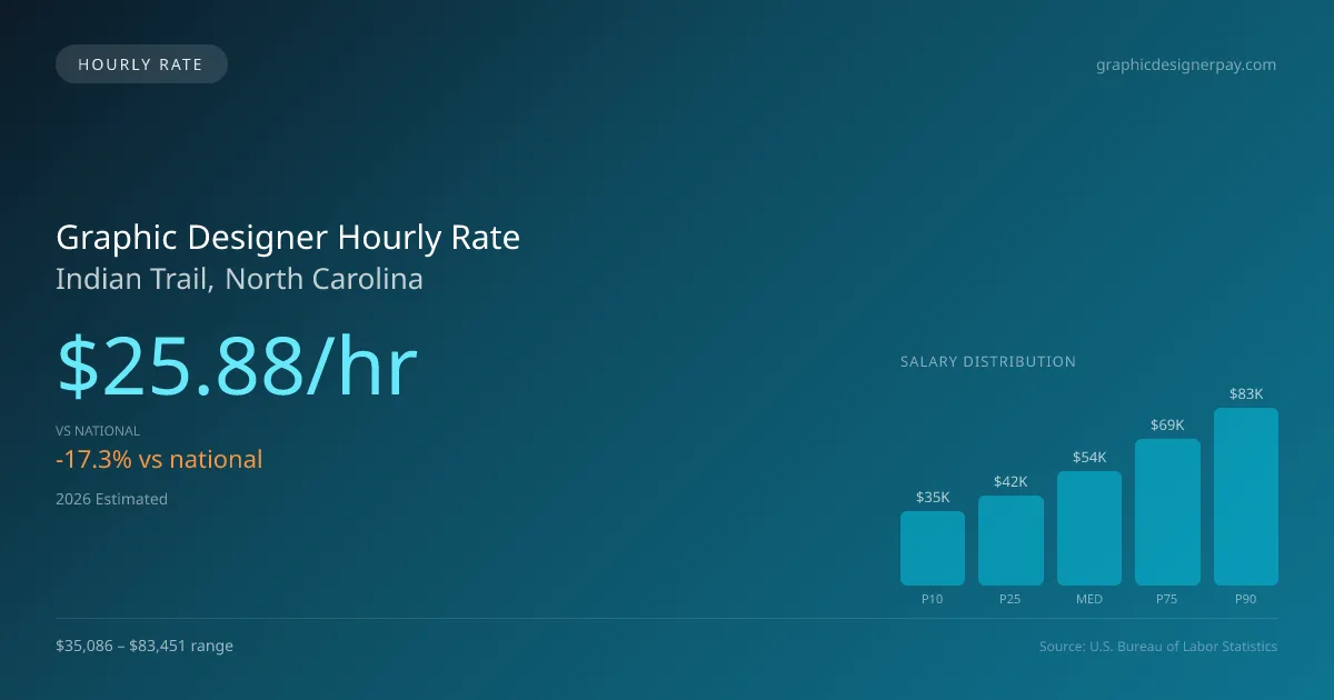Graphic Designer Hourly Rate in Indian Trail, NC — 2026 est., based on 2025 BLS