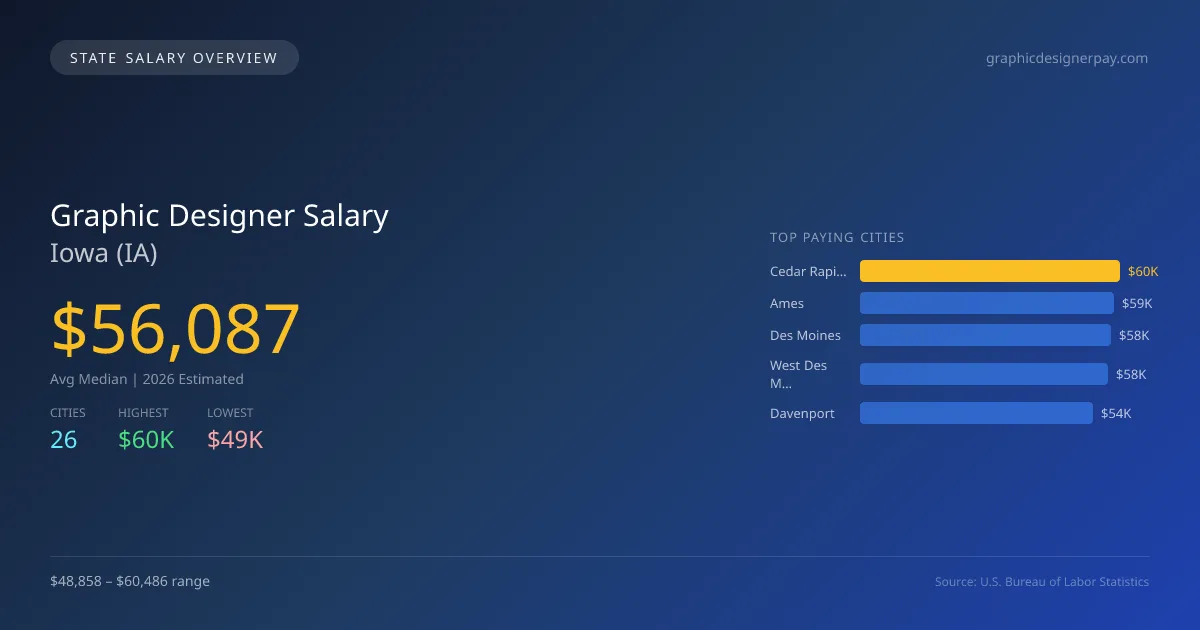 Graphic Designer Salary in Iowa - 2025 BLS Data Infographic
